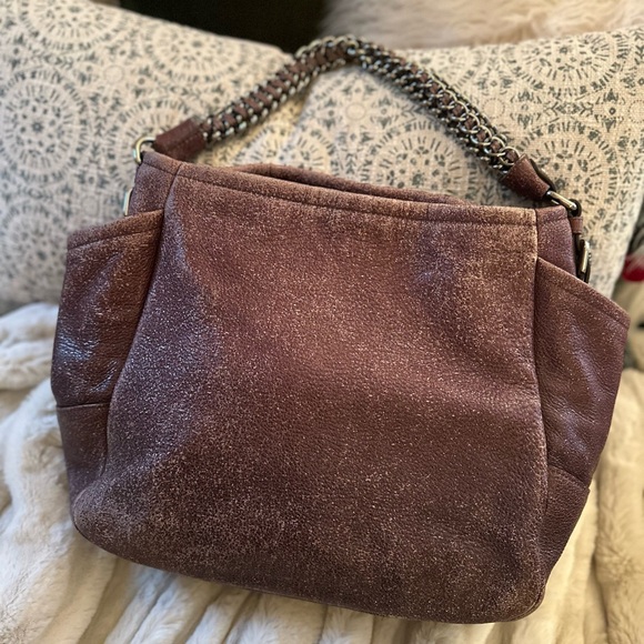 👜 Vintage PRADA Cervo Lux Hobo Chain Bag - Burgundy Craquelle - Picture 11 of 16